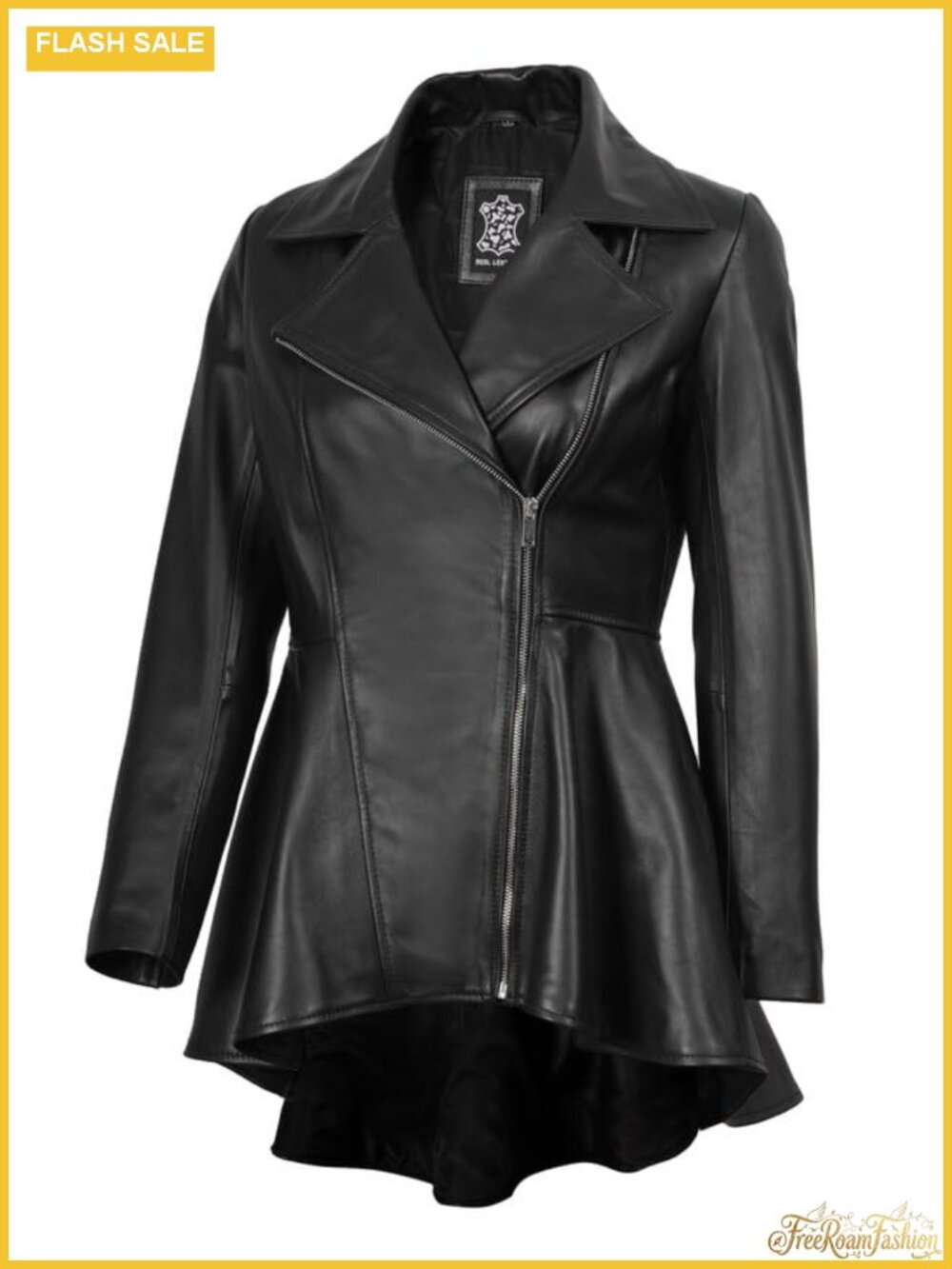 Real Lambskin Leather Jacket Peplum Moto Asymmetrical Zip Women